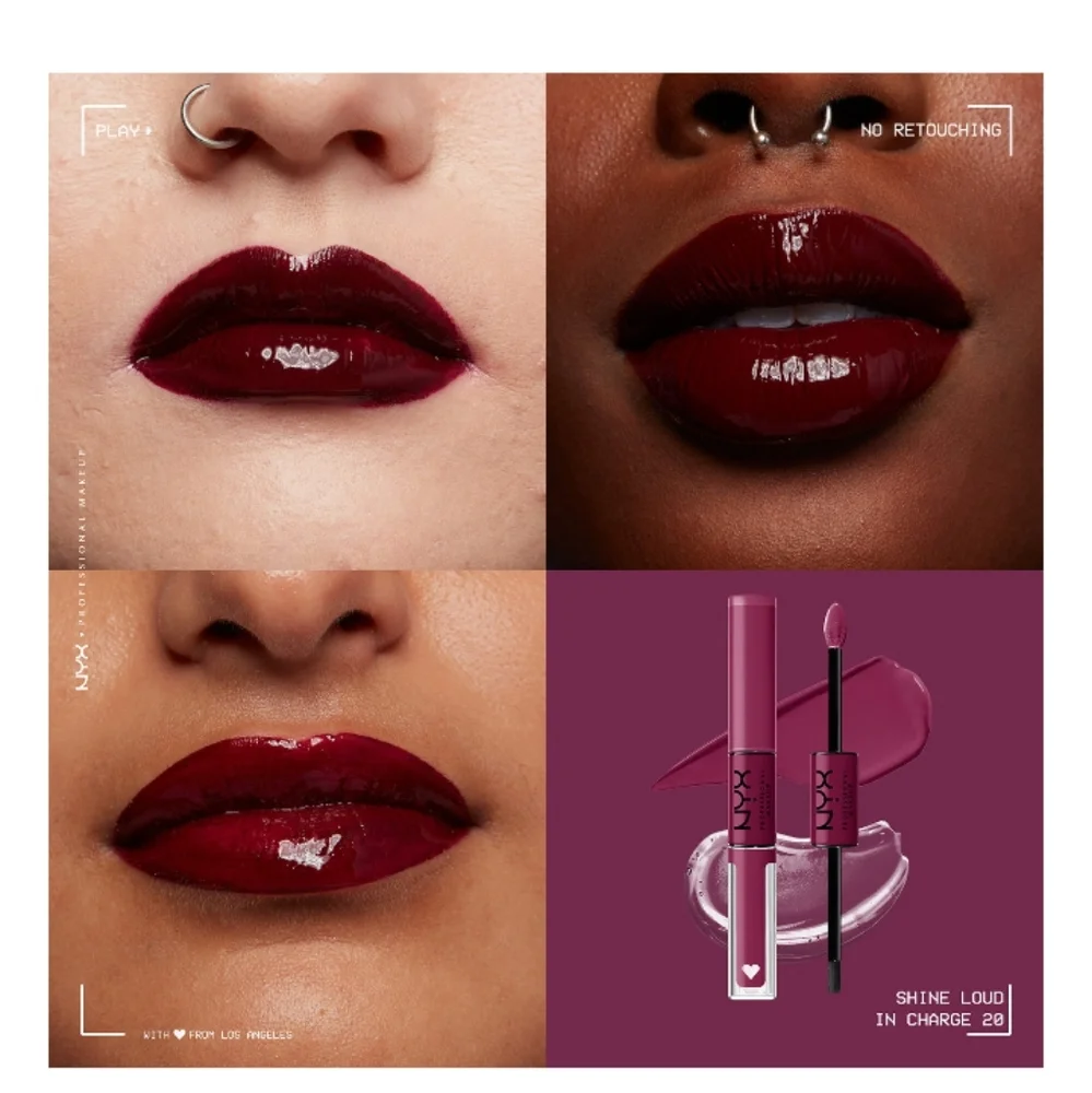 2 x NYX Shine Loud Vegan High Shine Liquid Lipstick, In Charge